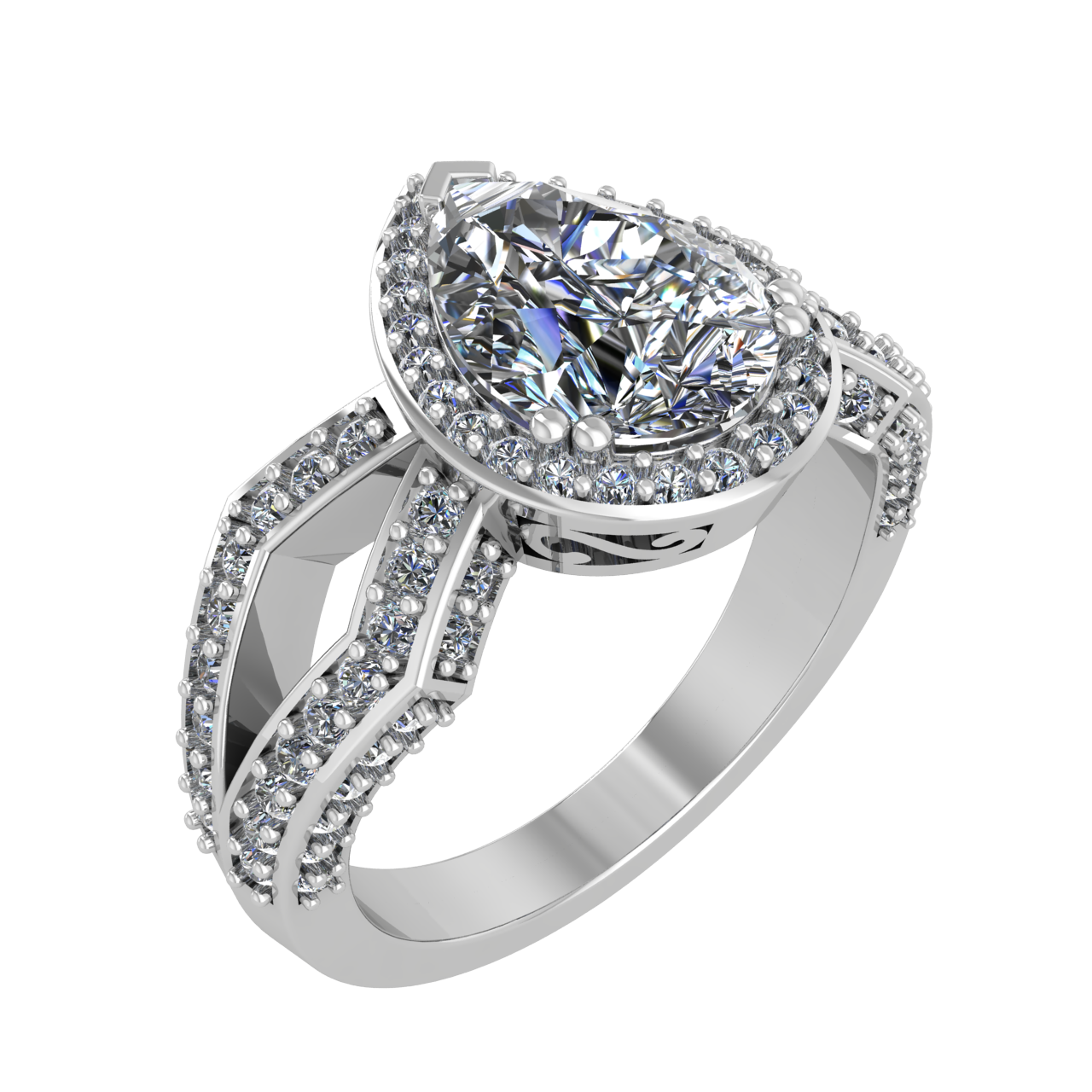 HALO SPLIT SHANK 10.00mm x 7.00mm PEAR ENGAGEMENT RING